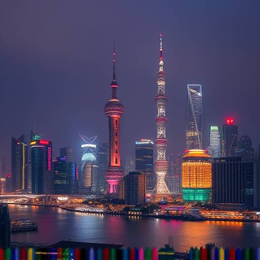 Die Skyline von Shanghai bei Nacht, symbolisiert die F&auml;higkeit, sich in komplexen Umgebungen zu verst&auml;ndigen