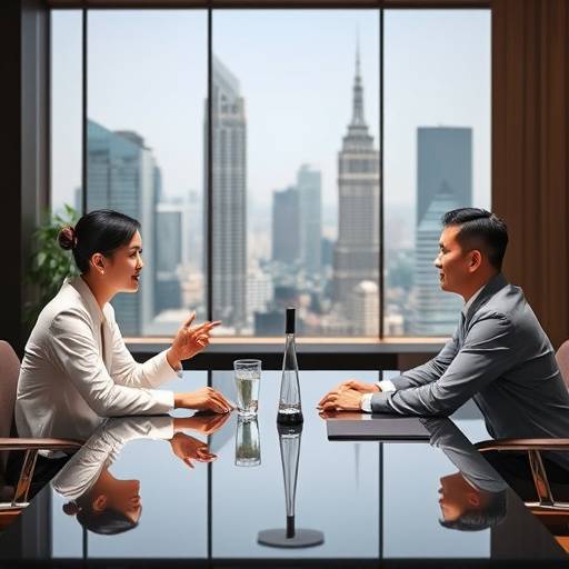 Ein Business-Meeting mit chinesischen Partnern, symbolisiert die Anwendung der Sprache im beruflichen Kontext