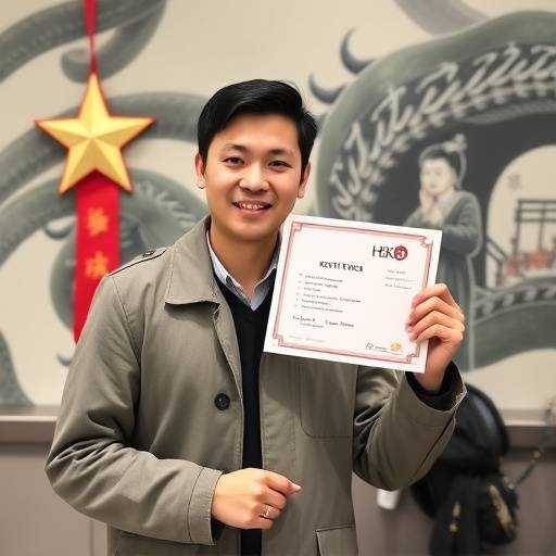 Ein HSK-Zertifikat, ausgestellt an einen erfolgreichen Chinesisch-Sch&uuml;ler der Mandarin Akademie.