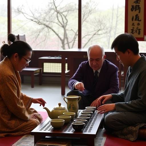Eine traditionelle chinesische Teezeremonie, die im Rahmen eines Kulturkurses der Mandarin Akademie vorgef&uuml;hrt wird.